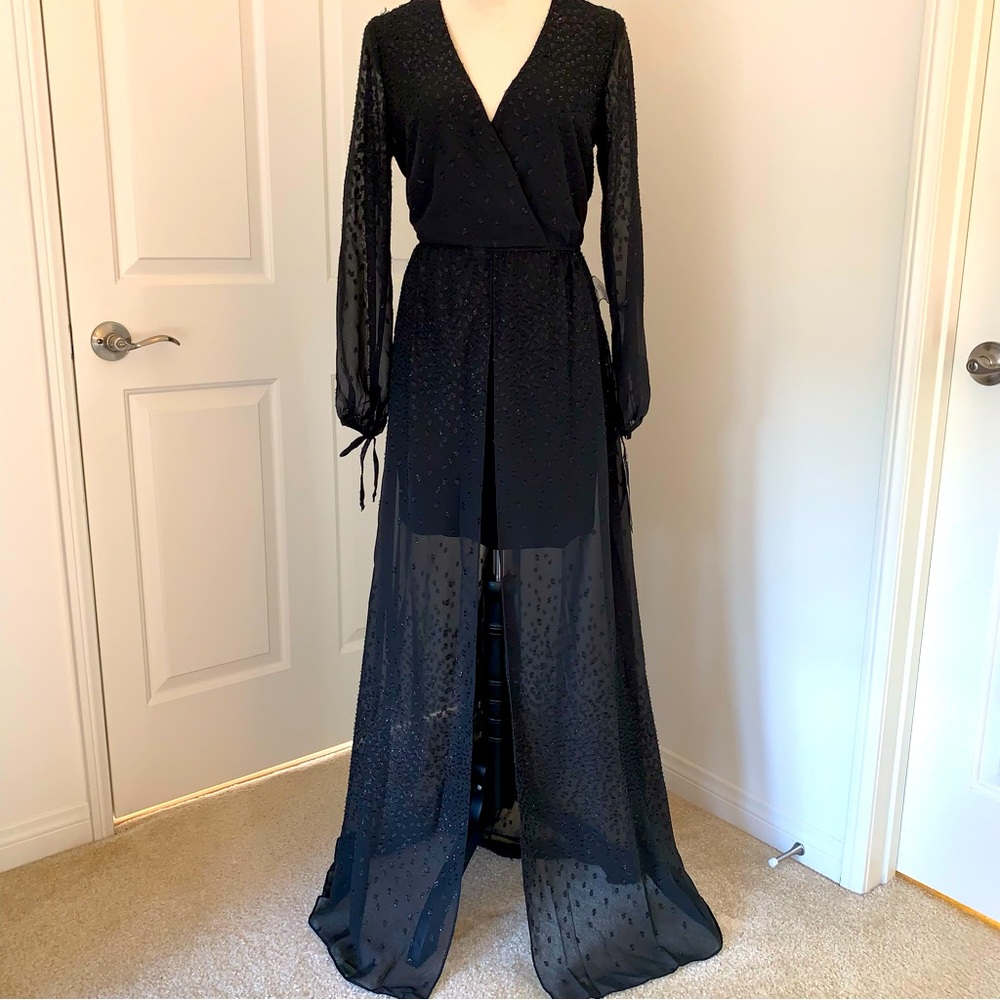 Black maxi chiffon dress size 4 NWT
